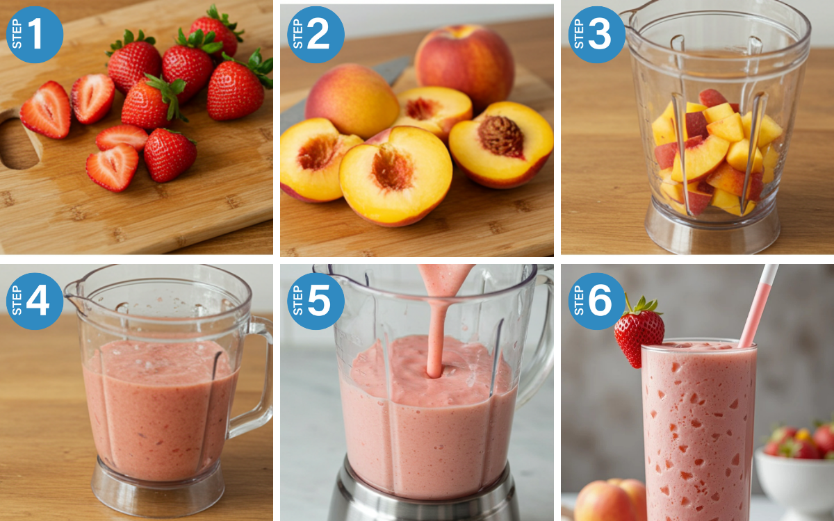 How to Make a Strawberry Peach Smoothie